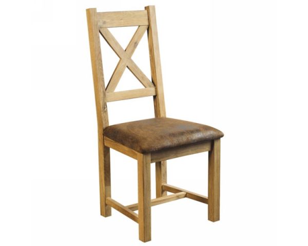 Juego de 2 sillas de roble macizo aceitado con asiento de microfibra «Lodge»