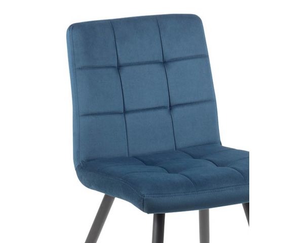 Juego de 4 sillas escandinavas de tela azul y metal negro «Sando» de Casita