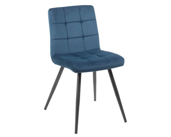 Juego de 4 sillas escandinavas de tela azul y metal negro «Sando» de Casita