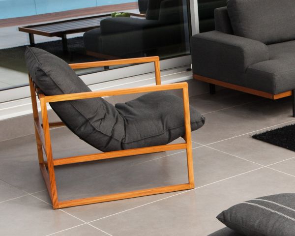 Sillón de jardín de teca y tela Sunbrella «Maluku Island»