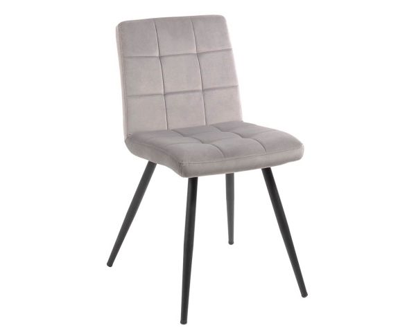 Juego de 4 sillas de comedor grises y negras «Sando», de tela y metal