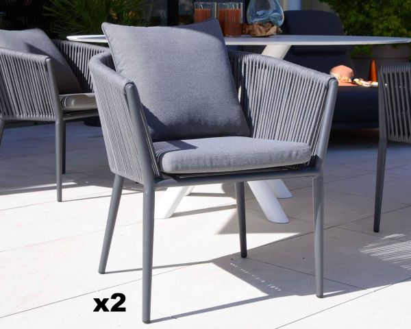 Lote de 2 sillas de jardín contemporáneas y muy cómodas «Cheverny»
