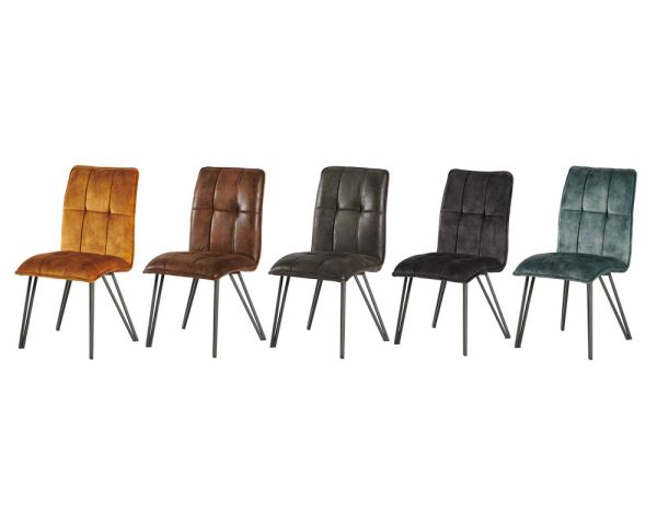 Juego de 4 sillas de diseño con respaldo alto, en amarillo y negro, modelo «Vénus» 
