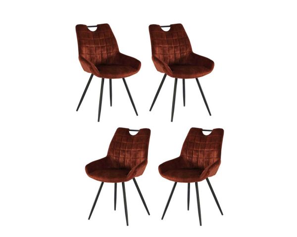 Lote de 4 sillas de mesa vintage negras y de color óxido «Dina» de Casita