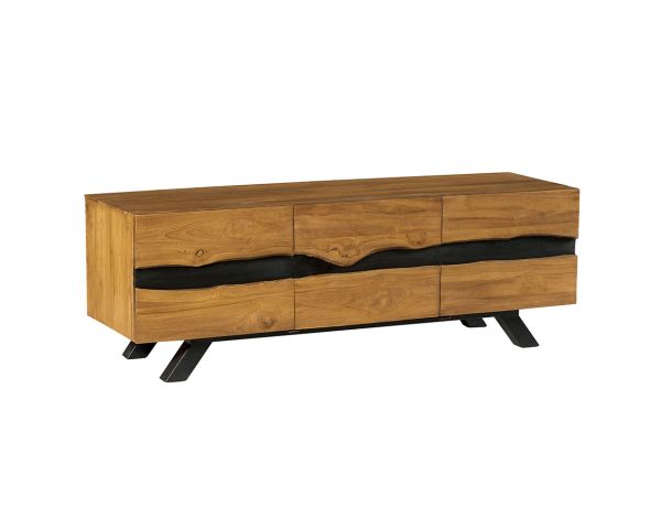 Mueble para la tele de 160 cm de teca reciclada «Copley», con un estilo natural y rústico