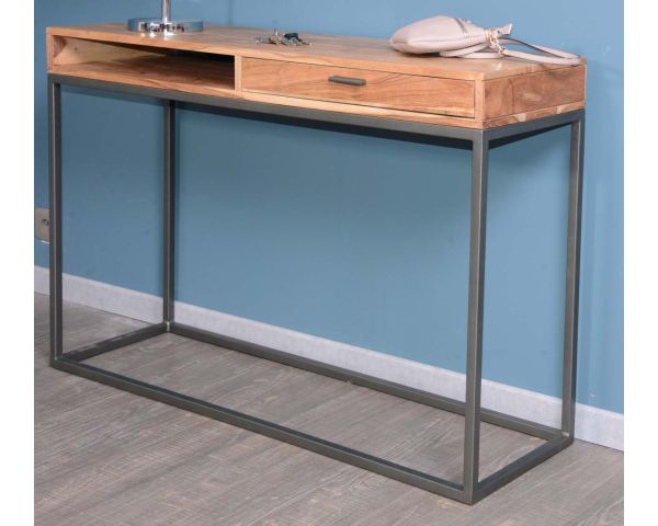 Consola con espacio de almacenamiento de metal y madera «Zen»