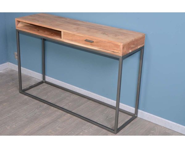 Consola con espacio de almacenamiento de metal y madera «Zen»