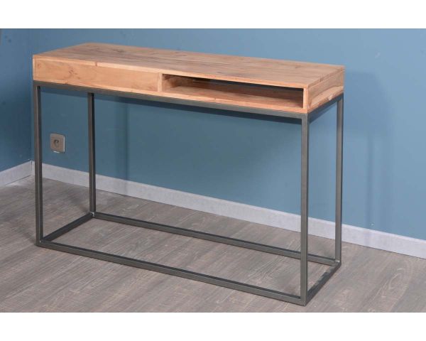 Consola con espacio de almacenamiento de metal y madera «Zen»