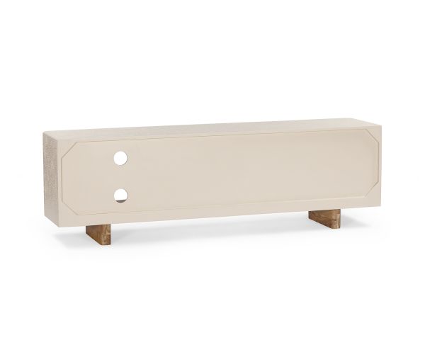 Mueble de televisión contemporáneo con acabado de hormigón pulido y madera de acacia «Miona»
