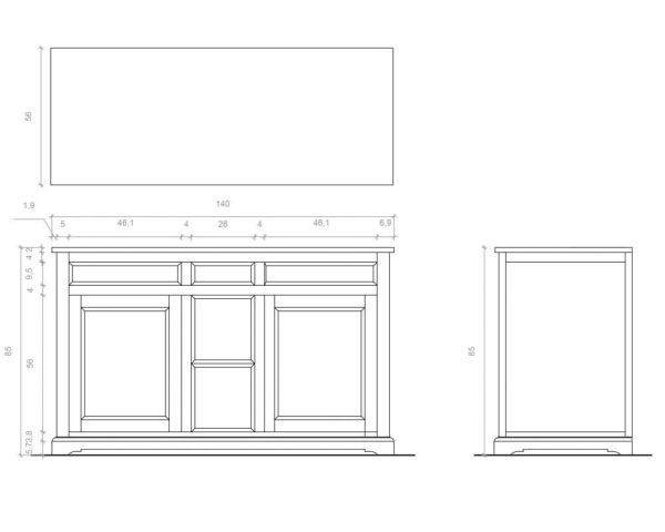 Mueble de baño con dos lavabos, de madera de mango y cuarzo blanco «Elégance»