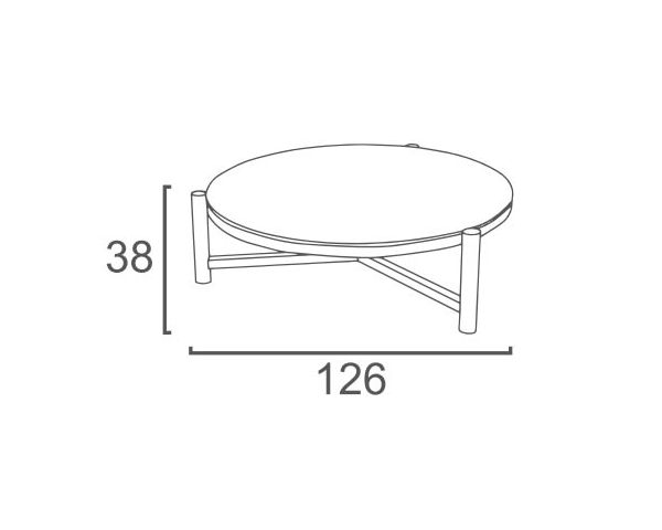 Mesa de centro redonda de cerámica y aluminio, diámetro 126 «Sokha Beach»