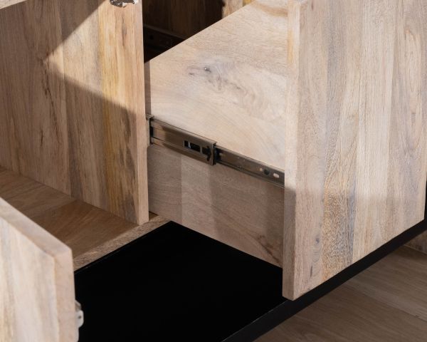 Mueble bajo lavabo de 120 cm en madera natural y negra «Nani» con un gran hueco