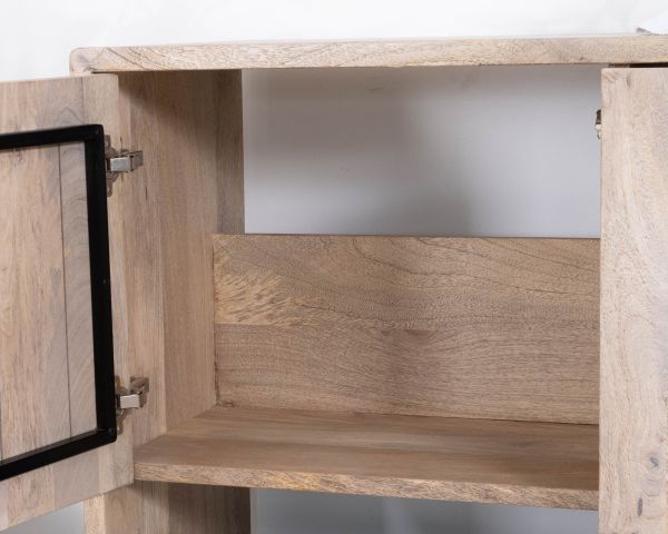 Mueble bajo lavabo de 120 cm en madera natural y negra «Nani» con un gran hueco