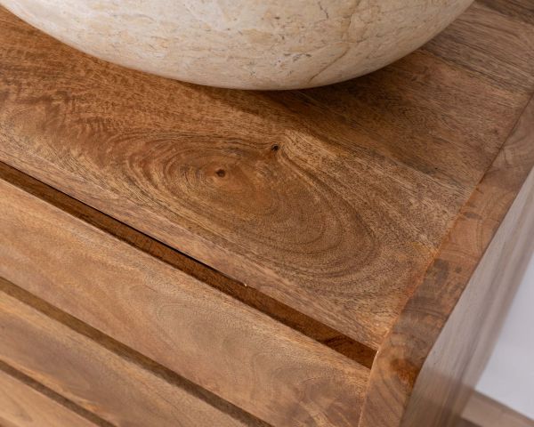 Mueble bajo lavabo de 140 cm en madera de mango oscuro con puertas y cajones «Kahiko»