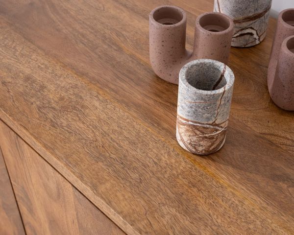 Mueble bajo lavabo de 140 cm en madera de mango oscuro con puertas y cajones «Kahiko»