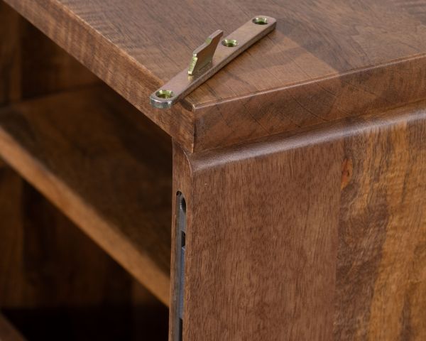 Mueble bajo lavabo suspendido de 140 cm en madera de mango oscuro «Nani» con frentes de doble textura