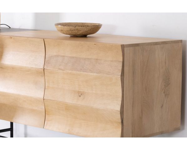 Aparador «Elegancy» de estilo japandi, de dos tonos, en madera y metal, con tres puertas, de 150 cm
