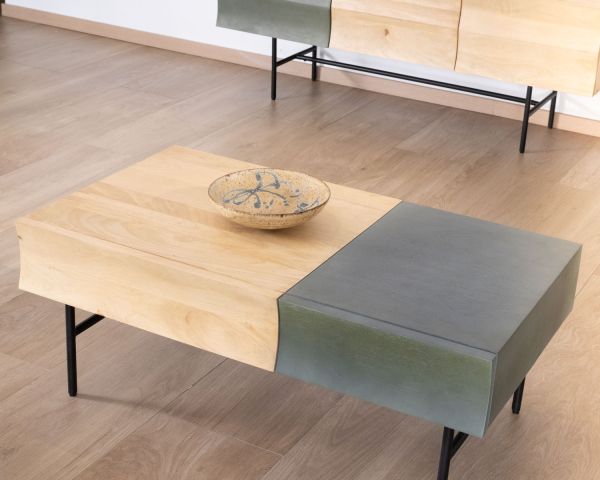 Mesa de centro rectangular de madera y metal, 100 x 55 cm, «Elegancy»