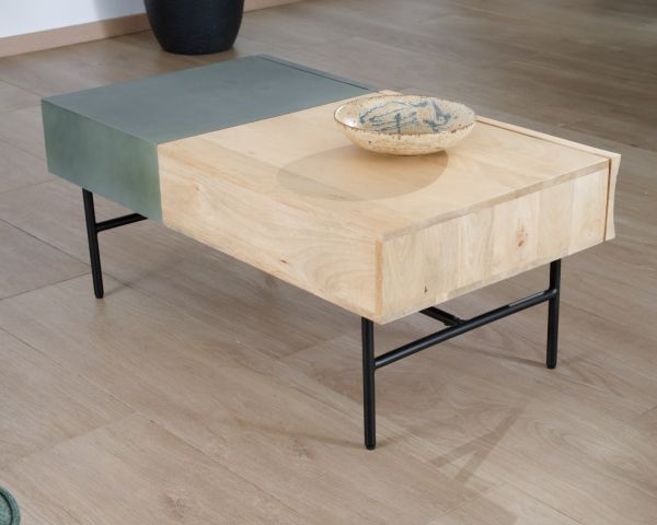 Mesa de centro rectangular de madera y metal, 100 x 55 cm, «Elegancy»