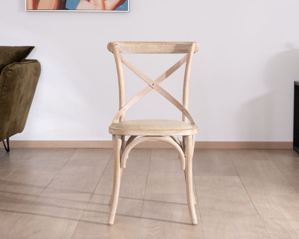 Silla de comedor de estilo bistró en roble con asiento de tela «Brosti»
