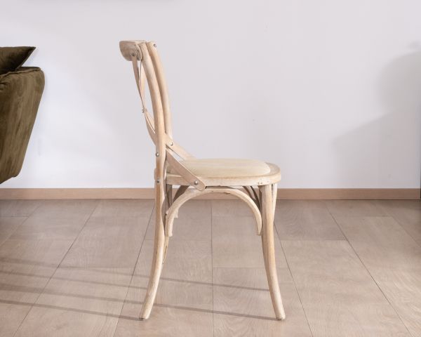 Silla de comedor de estilo bistró en roble con asiento de tela «Brosti»