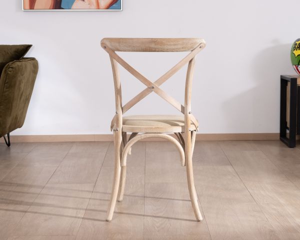 Silla de comedor de estilo bistró en roble con asiento de tela «Brosti»