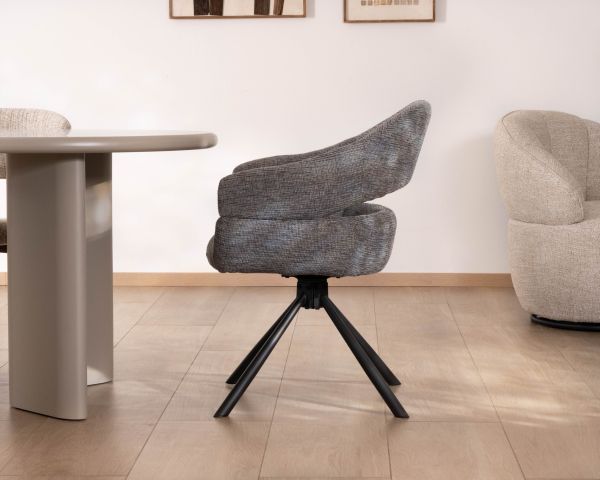 Lote de 2 sillas giratorias con asiento envolvente «Movy» en tejido de rizo gris