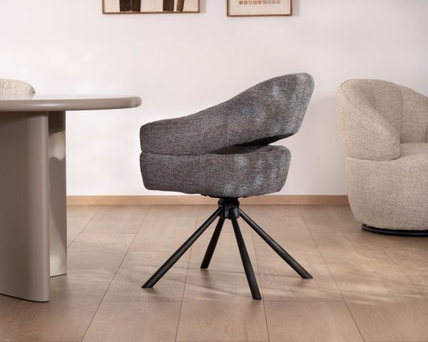 Lote de 2 sillas giratorias con asiento envolvente «Movy» en tejido de rizo gris