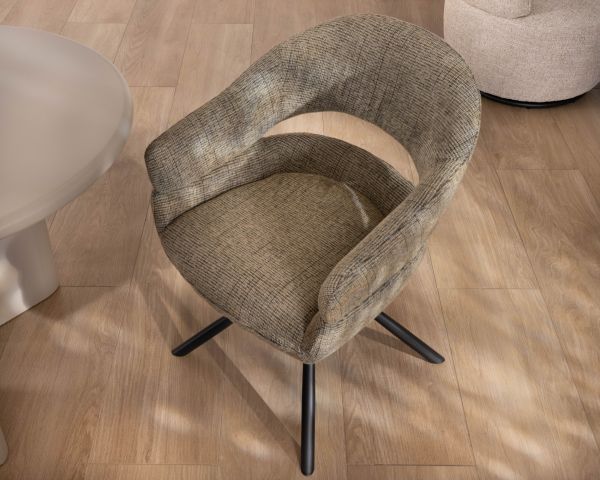 Lote de 2 sillas giratorias de comedor con reposabrazos «Movy» en tela verde salvia