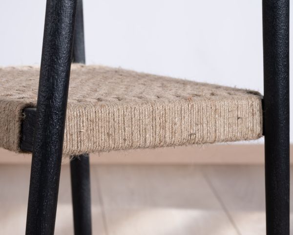 Lote de 2 sillas de diseño en madera negra y asiento de yute trenzado «Vogue»