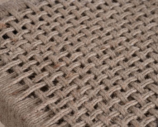 Lote de 2 sillas de diseño en madera negra y asiento de yute trenzado «Vogue»