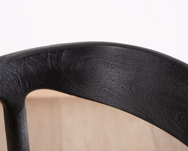 Lote de 2 sillas de diseño en madera negra y asiento de yute trenzado «Vogue»