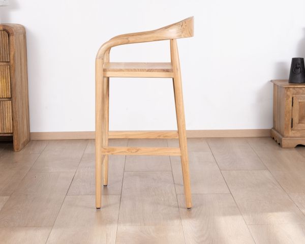 Taburete de bar de acacia con un diseño minimalista y respaldo «Vogue»
