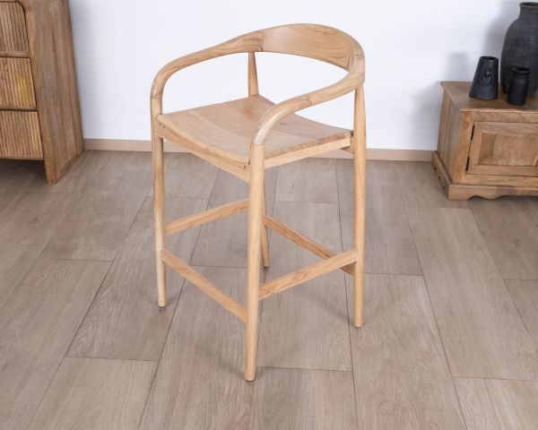 Taburete de bar de acacia con un diseño minimalista y respaldo «Vogue»