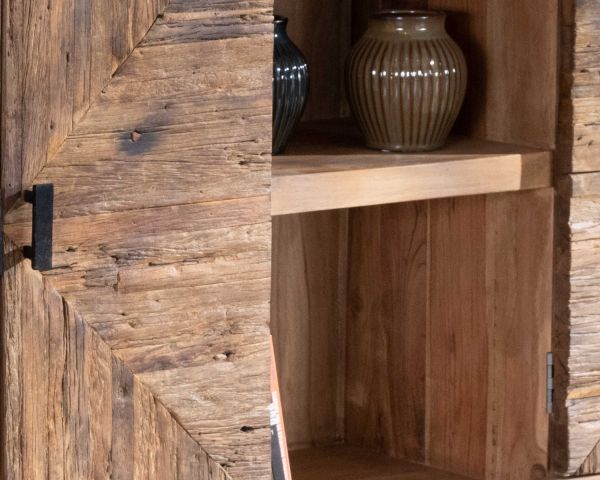 Aparador bajo grande de acacia maciza de 175 cm, estilo étnico «Géonidum»