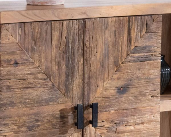 Aparador bajo grande de acacia maciza de 175 cm, estilo étnico «Géonidum»