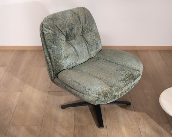 Sillón envolvente de estilo vintage en verde salvia «Panama», giratorio 360°