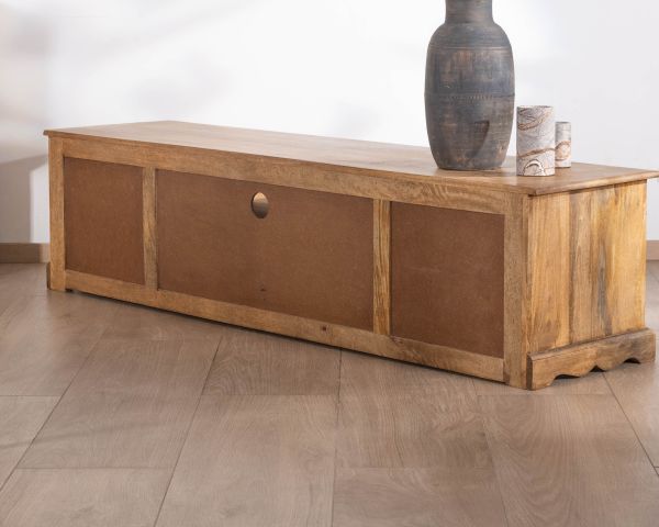 Mueble de televisión grande de 180 cm, estilo rústico chic, en madera de mango «Sarah»