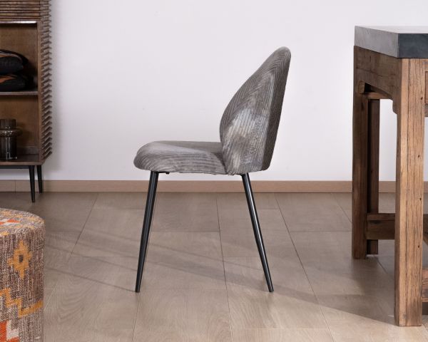 Lote de 4 sillas de comedor contemporáneas de terciopelo acanalado gris «Bellot»