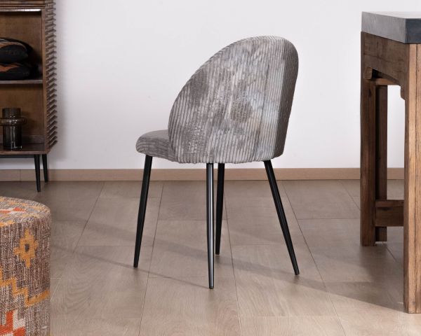 Lote de 4 sillas de comedor contemporáneas de terciopelo acanalado gris «Bellot»