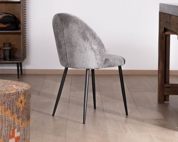 Lote de 4 sillas de comedor contemporáneas de terciopelo acanalado gris «Bellot»