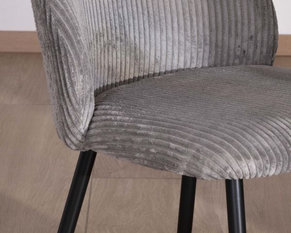Lote de 4 sillas de comedor contemporáneas de terciopelo acanalado gris «Bellot»