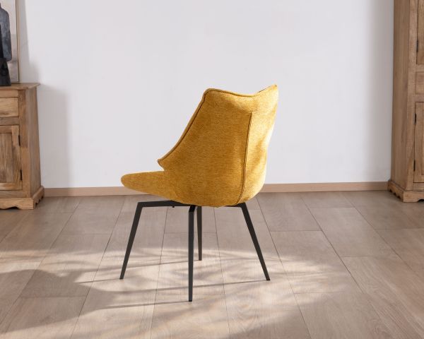 Lote de 2 sillas de comedor de diseño vintage «Niko» con tapizado en color amarillo mostaza