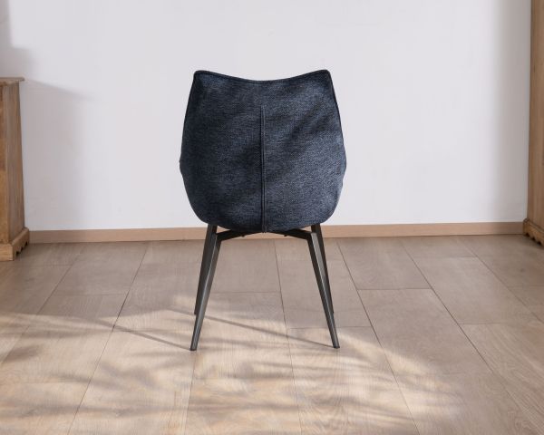 Lote de 2 sillas de comedor de estilo vintage, con tapizado de tela azul oscuro y patas de metal, diseño «Niko»