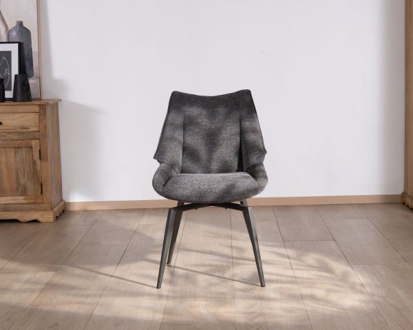 Lote de 2 sillas de comedor de diseño contemporáneo «Niko» en tela antracita