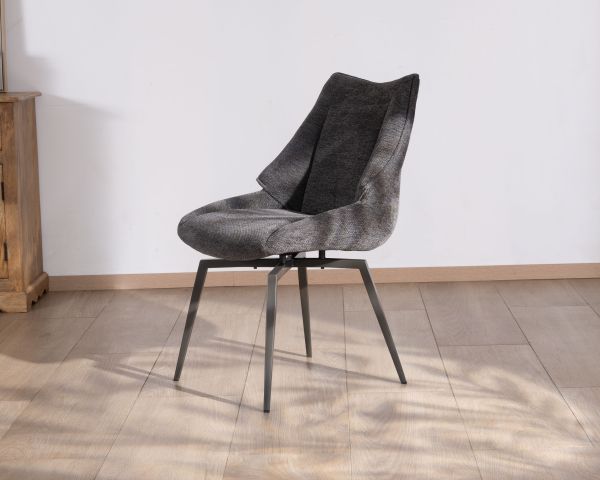Lote de 2 sillas de comedor de diseño contemporáneo «Niko» en tela antracita