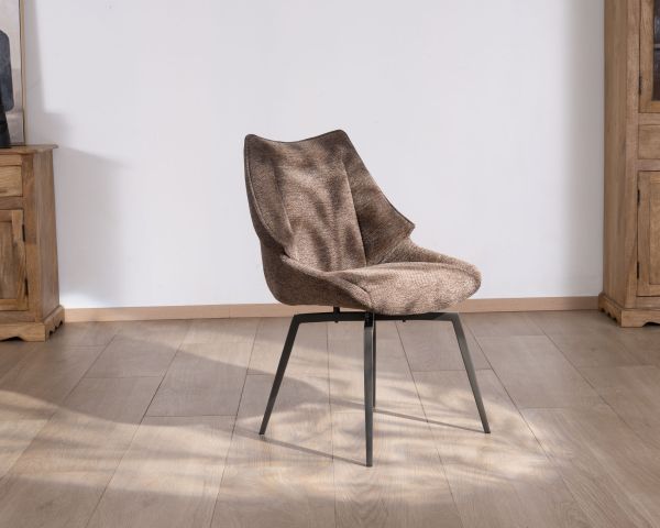 Lote de 2 sillas de comedor color chocolate con patas metálicas, modelo «Niko»