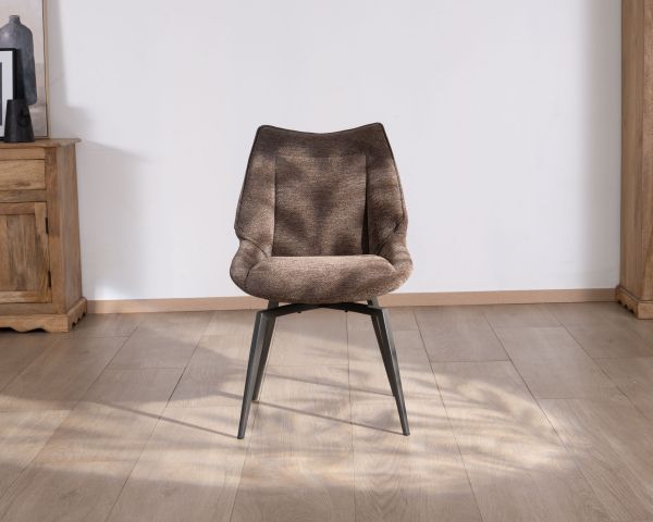 Lote de 2 sillas de comedor color chocolate con patas metálicas, modelo «Niko»