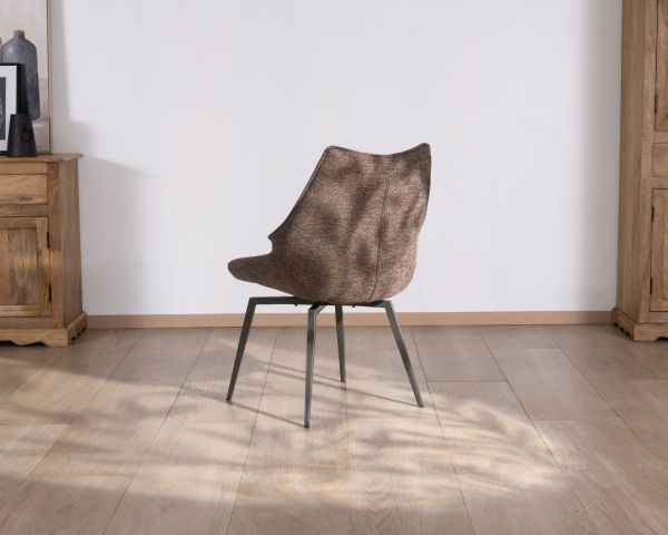 Lote de 2 sillas de comedor color chocolate con patas metálicas, modelo «Niko»