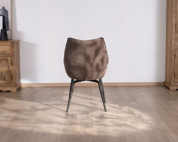 Lote de 2 sillas de comedor color chocolate con patas metálicas, modelo «Niko»